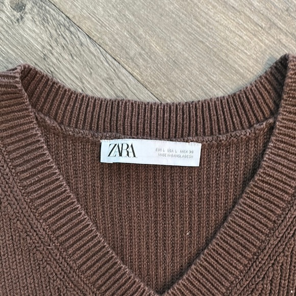 Zara Chocolate Brown Knit Vest - Picture 2 of 5
